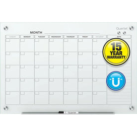 Quartet Infinity® Glass Magnetic Calendar Board - 36’’ x 24’’ - White Tempered - Boards