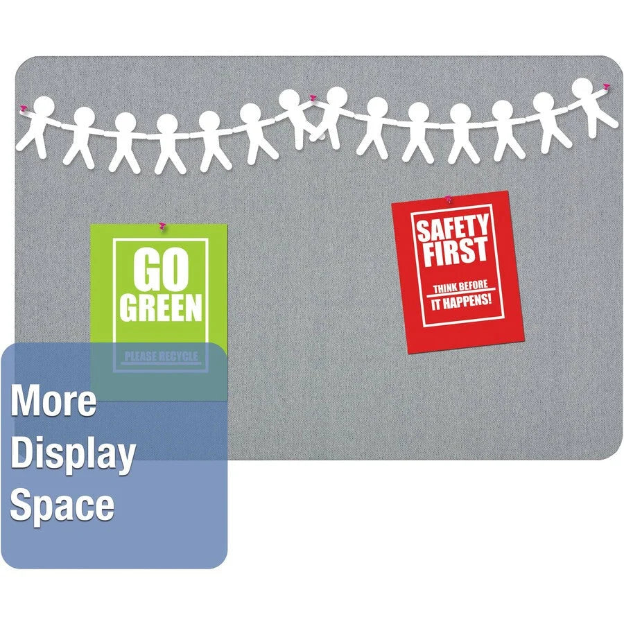 Quartet Oval Office Bulletin Board - 36x48 Gray Fabric - Frameless & Flexible - Boards