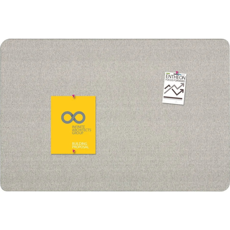 Quartet Oval Office Bulletin Board - 36x48 Gray Fabric - Frameless & Flexible - Boards