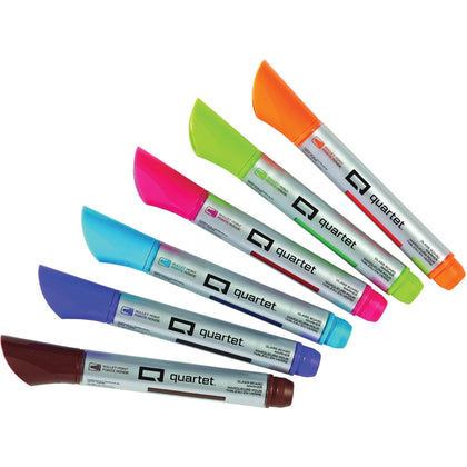 Quartet Premium Glass Board Markers - Bullet Point - Assorted Colors - Liquid Ink - 6 Pack - & Dry-Erase
