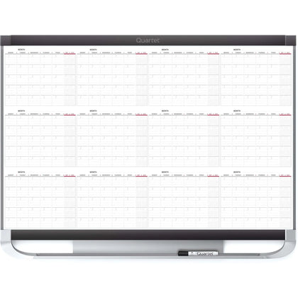 Quartet Prestige 2 Magnetic Calendar Board - Monthly Planner - 24’’ x 36’’ - White & Graphite - Boards