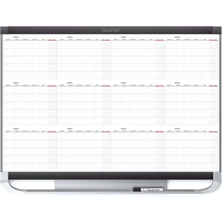 Quartet Prestige 2 Magnetic Calendar Board - Monthly Planner - 24’’ x 36’’ - White & Graphite - Boards