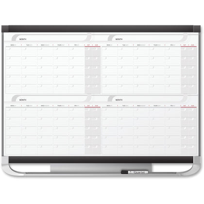 Quartet Prestige 2 Magnetic Calendar Whiteboard - Monthly Planner - 36’’ x 48’’ - Graphite & White - Boards