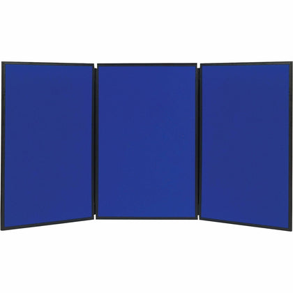 Quartet Show-It! 3-Sided Display System: 36’’x72’’ - Gray Fabric Blue Surface - Tabletop Racks