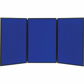 Quartet Show-It! 3-Sided Display System: 36’’x72’’ - Gray Fabric Blue Surface - Tabletop Racks