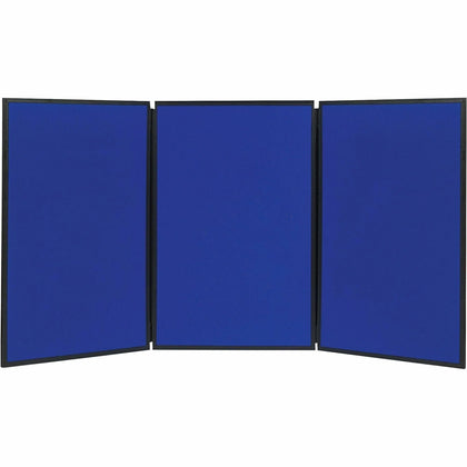 Quartet Show-It! 3-Sided Display System: 36’’x72’’ - Gray Fabric Blue Surface - Tabletop Racks