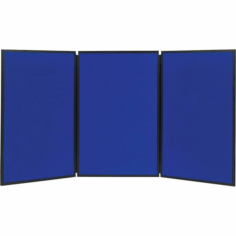 Quartet Show-It! 3-Sided Display System: 36’’x72’’ - Gray Fabric Blue Surface - Tabletop Racks