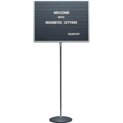 Quartet Single-Pedestal Letter Board: 16’’x20’’ Magnetic Board with Adjustable Pedestal - Bulletin Boards
