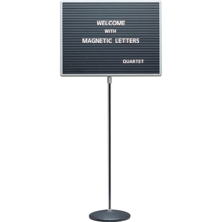 Quartet Single-Pedestal Letter Board: 16’’x20’’ Magnetic Board with Adjustable Pedestal - Bulletin Boards