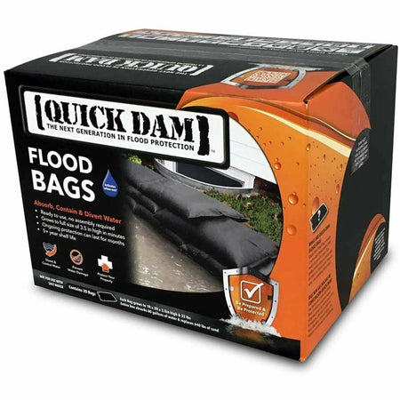 Quick Dam Flood Bags - 12’’x24’’ - Black - 20/Carton - Spill Control & Absorbents