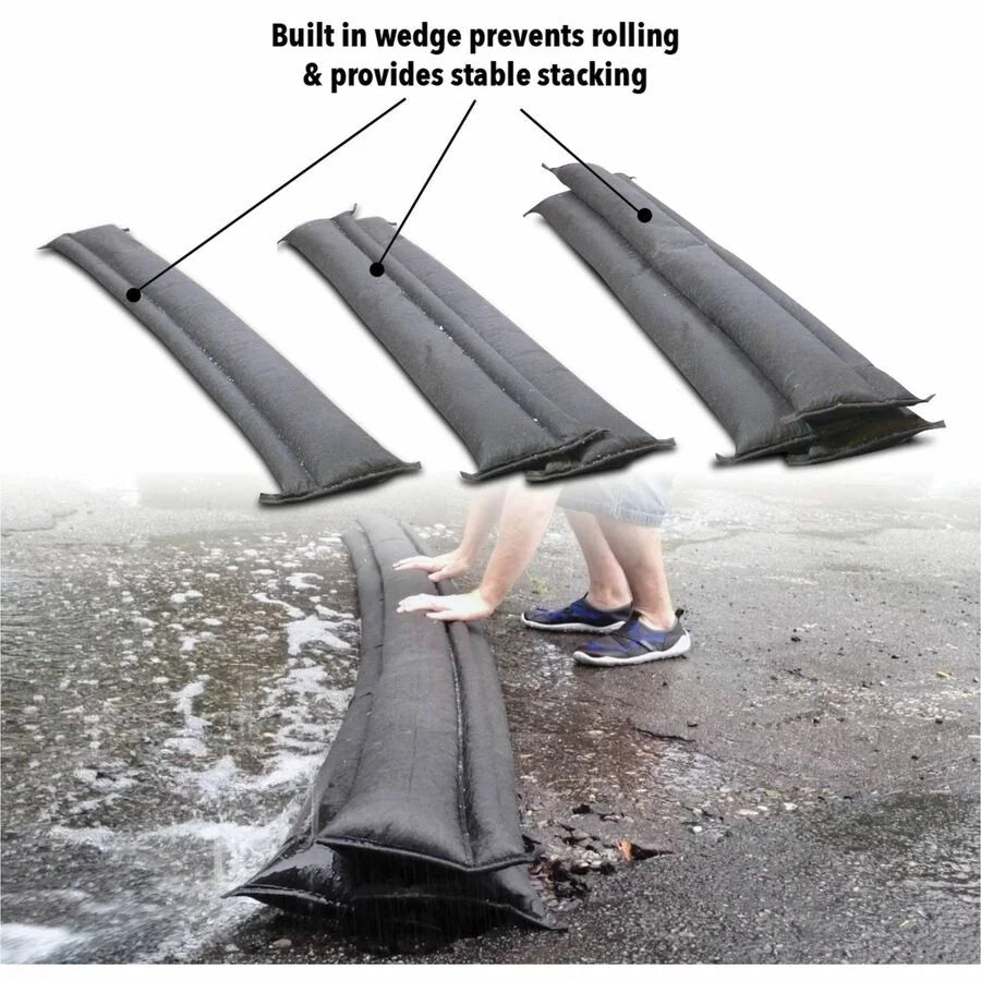 Quick Dam Flood Barriers: 3.5’’ Height Black - 8/Carton - Spill Control & Absorbents