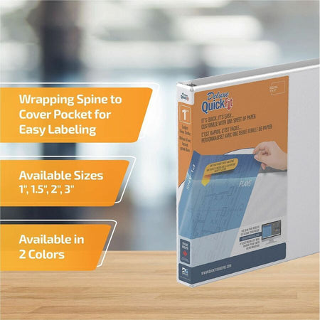 QuickFit Heavy-Duty Landscape 3-Ring Binder, D-Ring, View Binder, 1 Inch, White - Alternate-Image2