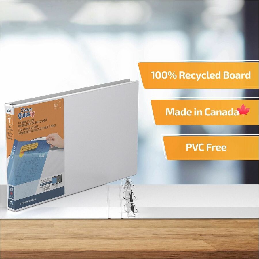 QuickFit Heavy-Duty Landscape 3-Ring Binder, D-Ring, View Binder, 1 Inch, White - Alternate-Image3