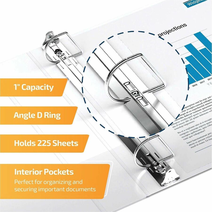 QuickFit Heavy-Duty Landscape 3-Ring Binder, D-Ring, View Binder, 1 Inch, White - Alternate-Image1