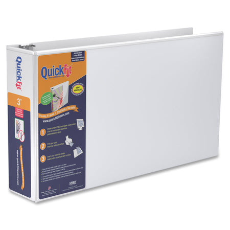 QuickFit Heavy-Duty Landscape 3-Ring Binder, D-Ring, View Binder, 3 Inch, White - Alternate-Image2