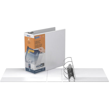 QuickFit D-Ring View Binder - 4’’ Capacity - Letter Size - White Vinyl - Recycled - 1 Each - Presentation / Binders
