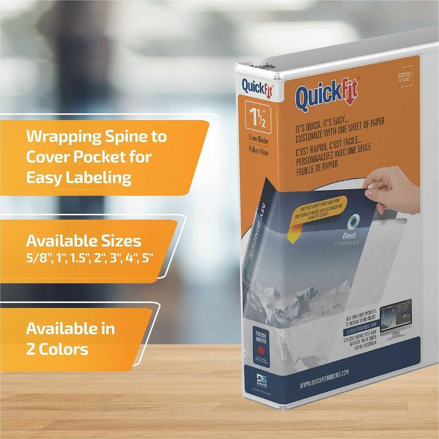 QuickFit View Binder, 3-Ring Binder, Angle D Ring, 1.5 Inch, White - Alternate-Image2