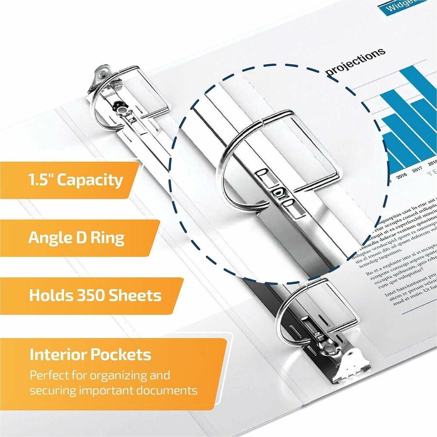 QuickFit View Binder, 3-Ring Binder, Angle D Ring, 1.5 Inch, White - Alternate-Image1