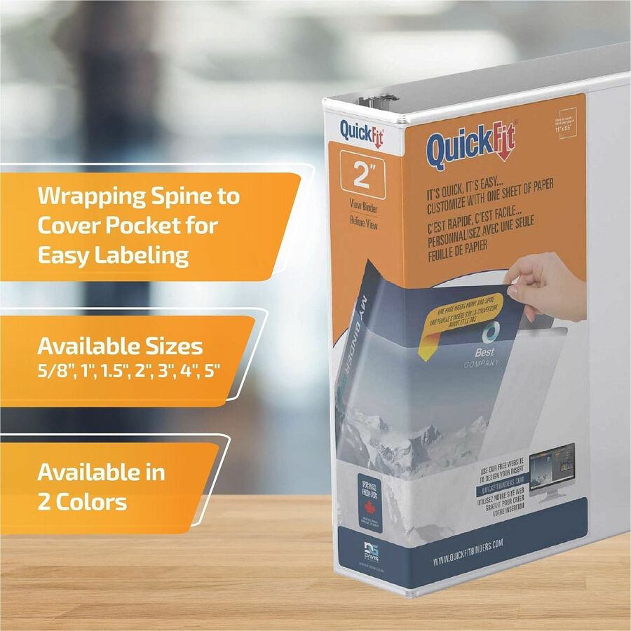 QuickFit View Binder, 3-Ring Binder, Angle D Ring, 2 Inch, White - Alternate-Image2
