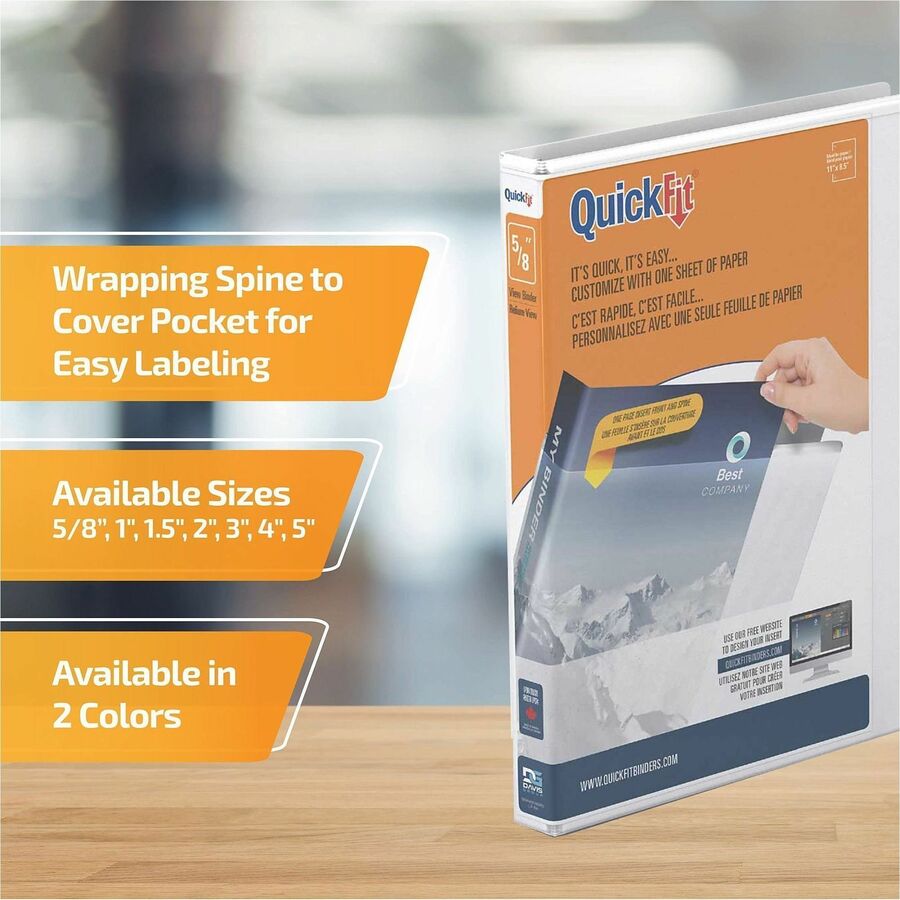 QuickFit View Binder, 3-Ring Binder, Angle D Ring, 5/8 Inch, White - Alternate-Image2
