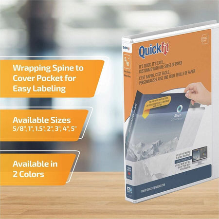 QuickFit View Binder, 3-Ring Binder, Angle D Ring, 5/8 Inch, White - Alternate-Image2