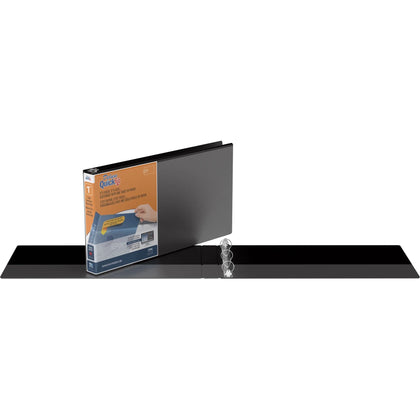 QuickFit Landscape Round Ring View Binder - Legal Size - 1’’ Capacity - Black - Presentation / Binders