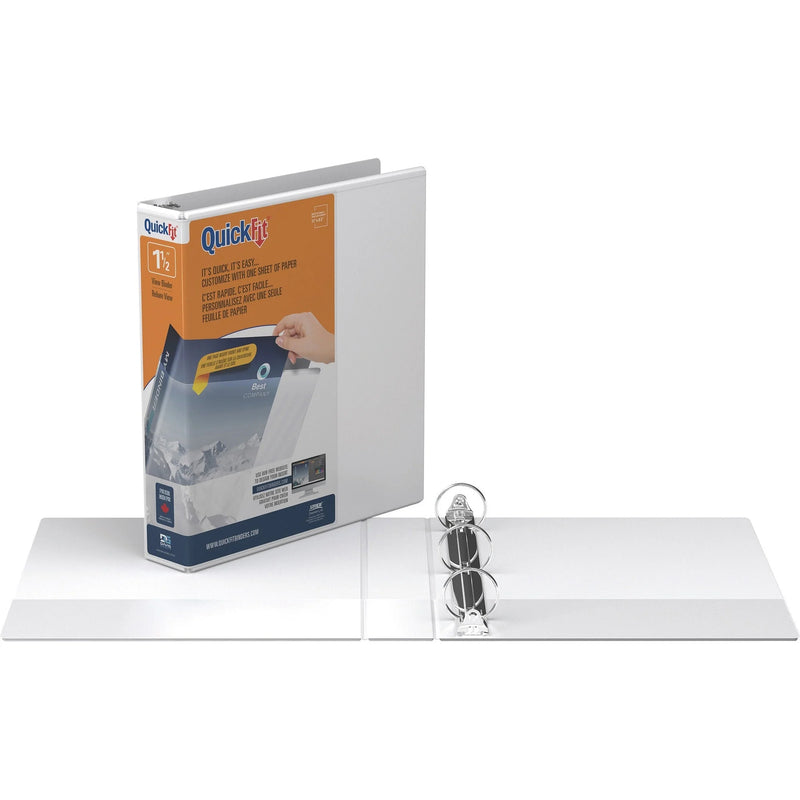 QuickFit Round Ring Binder - 1.5’’ Capacity - Letter Size - White Vinyl - Recycled - 1 Each - Presentation / View