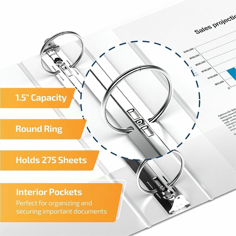 QuickFit Clear-View Binder, 3-Ring Binder, Round Ring, 1.5 Inch, White - Alternate-Image1