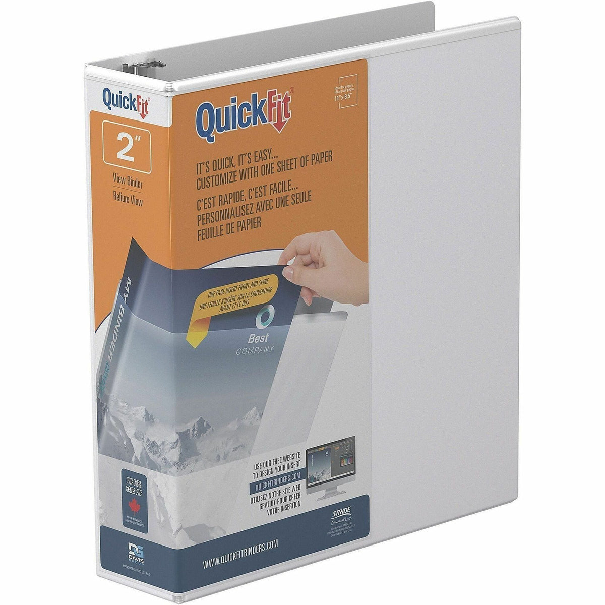 QuickFit Clear-View Binder, 3-Ring Binder, Round Ring, 2 Inch, White - 2000