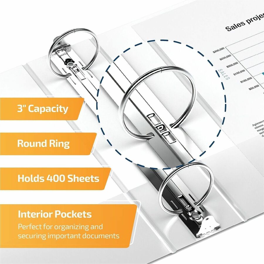 QuickFit Clear-View Binder, 3-Ring Binder, Round Ring, 3 Inch, White - Alternate-Image1