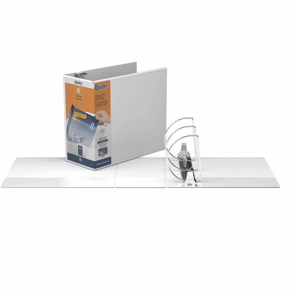 QuickFit View Binder, 3-Ring Binder, Angle D Ring, 6 Inch, White - 2000