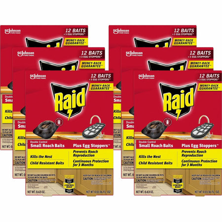 Raid Double Control Roach Baits - Kills Cockroaches - Red - 12/Box - Pesticides