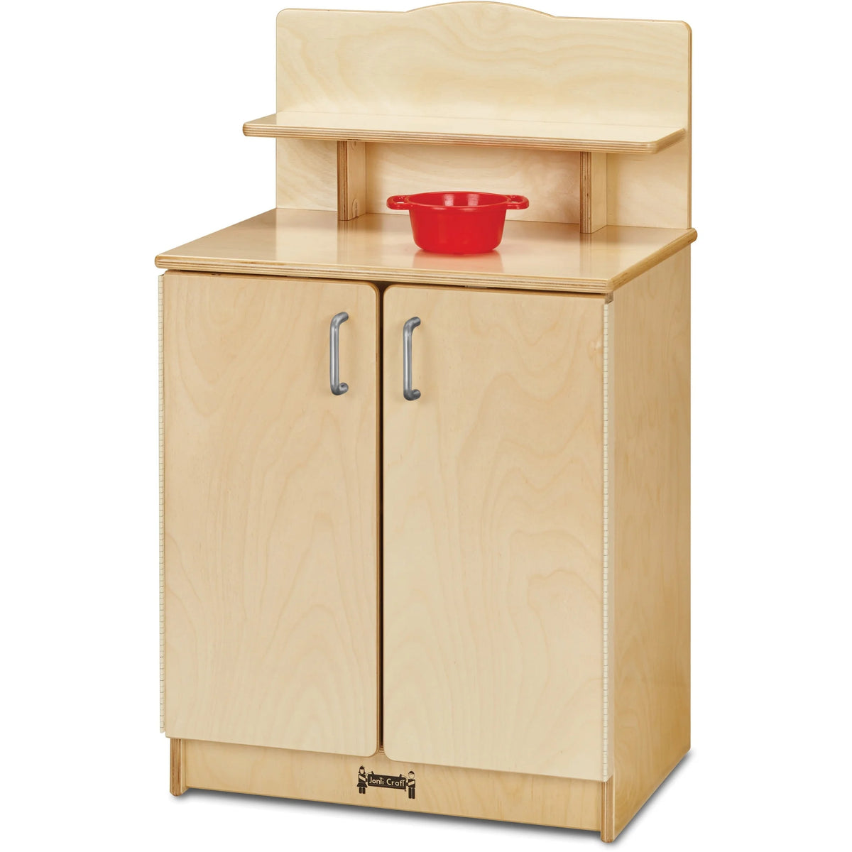 Rainbow Accents Culinary Creations Play Kitchen Cupboard - Woodgrain & Chrome - Pretend