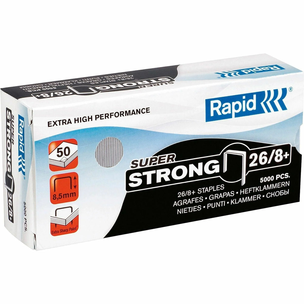 Rapid High Capacity 5/16’’ Staples - Holds 50 Sheets - Galvanized Silver - 5000/Box - & Staple Removers