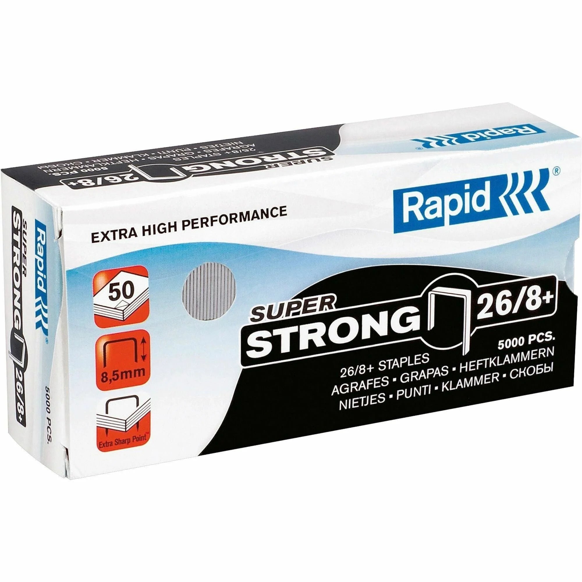Rapid High Capacity 5/16’’ Staples - Holds 50 Sheets - Galvanized Silver - 5000/Box - & Staple Removers