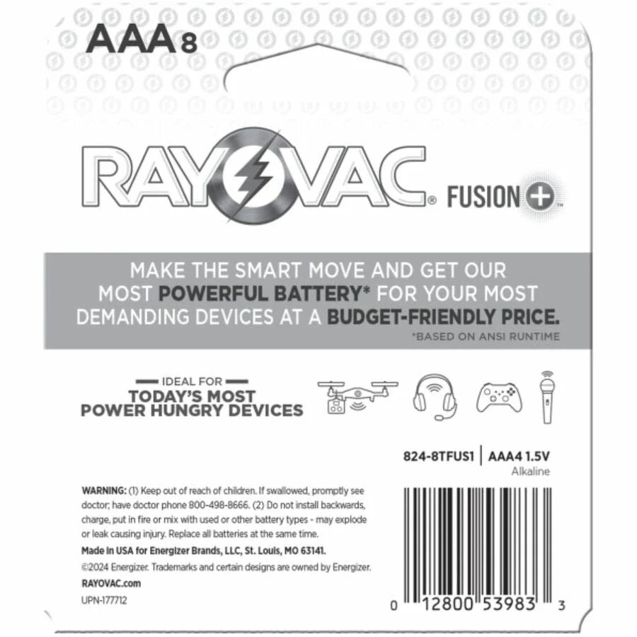 Rayovac Fusion AAA Batteries - Power for High Drain Devices - 8 Pack 4 Carton - & Battery Chargers