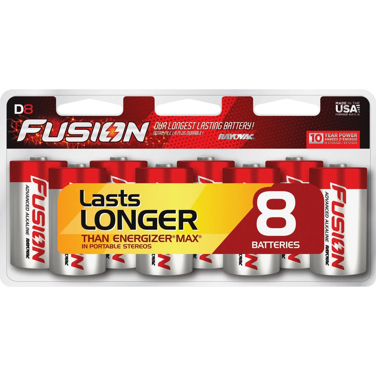 Rayovac Fusion Alkaline D Batteries - 4-Pack Carton for Multipurpose - & Battery Chargers