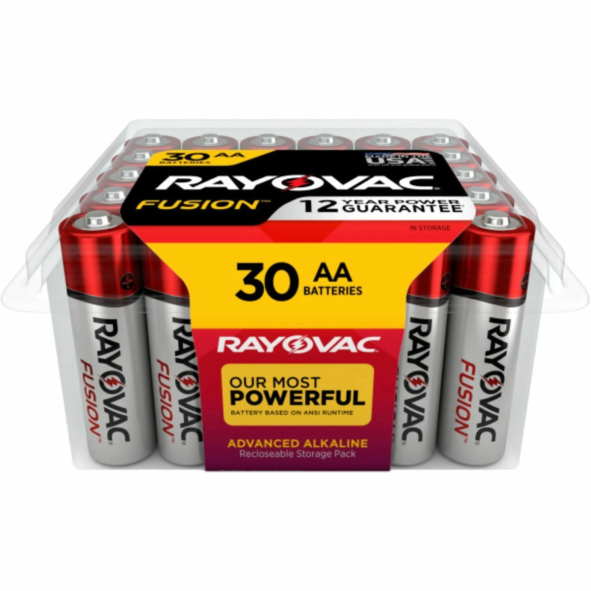 Rayovac Fusion Premium Alkaline AA Batteries - 30-Pack for Multipurpose - & Battery Chargers