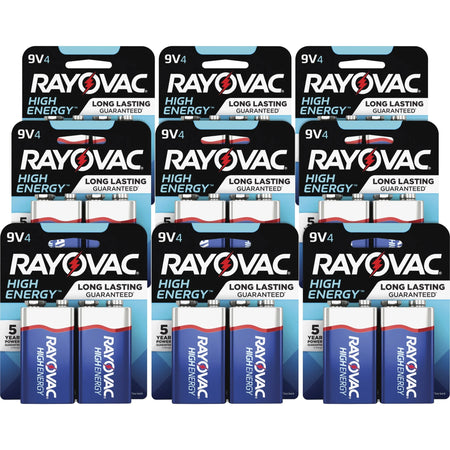 Rayovac High-Energy Alkaline 9V Battery 4-Packs - Multipurpose Power Solution - Batteries & Chargers