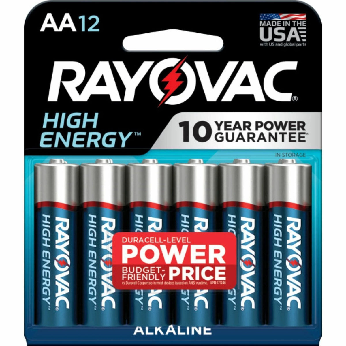 Rayovac High Energy Alkaline AA Batteries - 12-Pack for Multipurpose - Defibrillators & Accessories