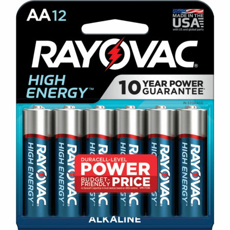 Rayovac High Energy Alkaline AA Batteries - 12-Pack for Multipurpose - Defibrillators & Accessories