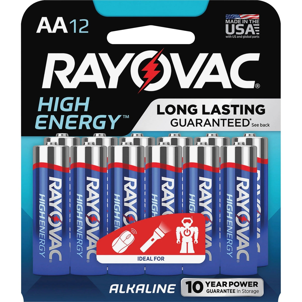 Rayovac High Energy Alkaline AA Batteries - 12-Packs for Multipurpose - & Battery Chargers