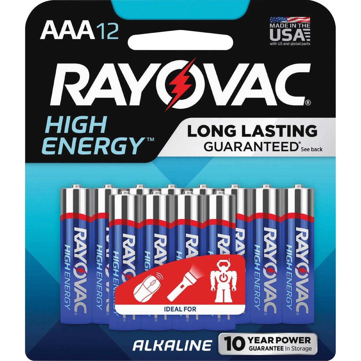 Rayovac High-Energy Alkaline AAA Batteries - 12-Pack - 10 Year Shelf Life - Defibrillators & Accessories