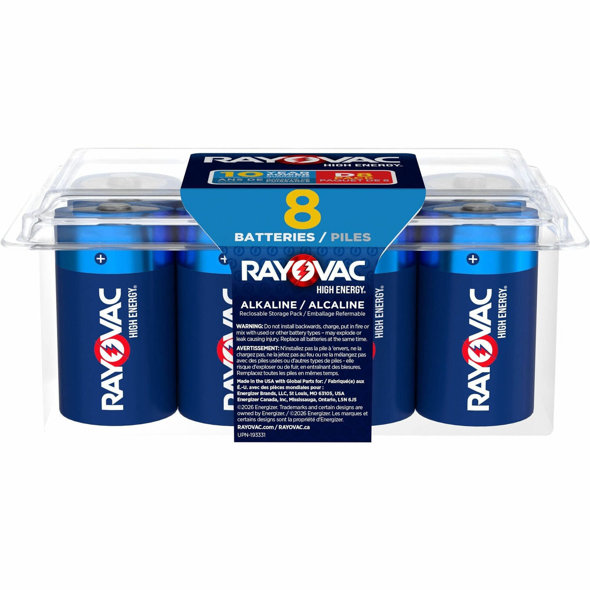 Rayovac High-Energy Alkaline D Batteries - 2000