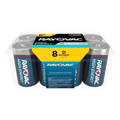 Rayovac High-Energy Alkaline D Batteries - Power Up Your Devices - 8 Pack - & Battery Chargers