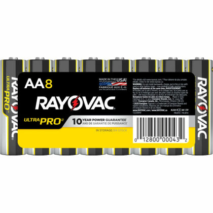 Rayovac Ultra Pro Alkaline AA Batteries - 1.5V DC - 8 Pack - & Battery Chargers