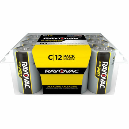 Rayovac Ultra Pro Alkaline C Batteries - 1.5V DC - 12 Pack - & Battery Chargers
