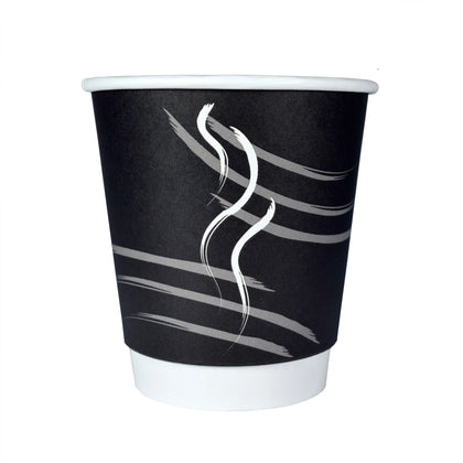 RDI 10 oz Double Wall Hot Paper Cups - Black - 600/Carton