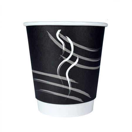 RDI 10 oz Double Wall Hot Paper Cups - Black - 600/Carton