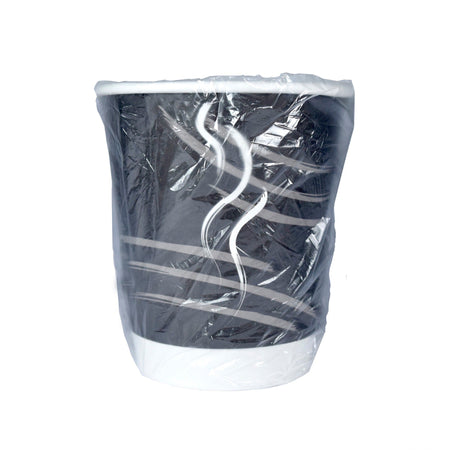 RDI 10 oz Double Wall Wrapped Hot Paper Cups - fl - Black - Drink Beverage Coffee Chocolate Tea